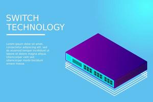 Isometric Switch with Up link Port vector