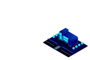 Smart city or intelligent building isometric vector concept. Modern smart city urban planning and development infrastructure buildings