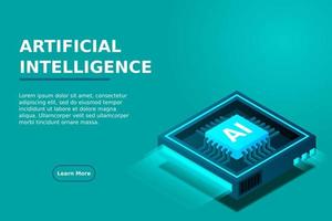 Artificial intelligence, AI web banner, isometric cloud computing concept, data mining, isometric, neural network, machine programming vector