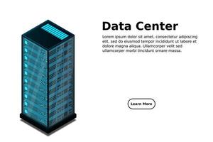 mainframe, servidor alimentado, concepto de alta tecnología, centro de datos, almacenamiento de datos en la nube vector