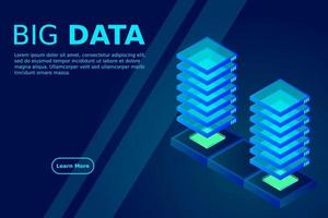 mainframe, servidor alimentado, concepto de alta tecnología, centro de datos, almacenamiento de datos en la nube isométrico vector