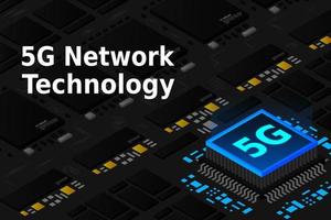 5G network processor illustration. Mobile wireless internet of next generation. Isometric futuristic micro chip. micro chip illustration vector