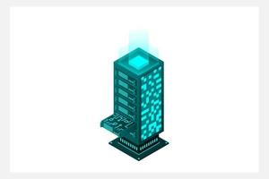 Datacenter isometric vector illustration. Abstract 3d hosting server or data center room background