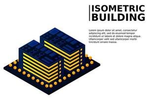 Smart city or intelligent building isometric vector concept. Modern smart city urban planning and development infrastructure buildings