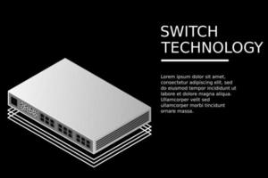 Isometric Switch with Up link Port vector