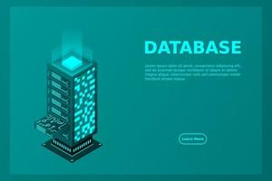 Datacenter isometric vector illustration. Abstract 3d hosting server or data center room background