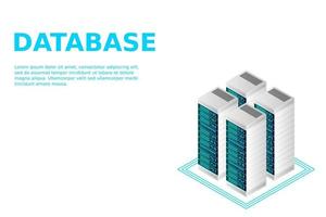 Server room isometric vector, futuristic technology of data protection and processing vector