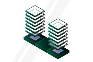 Mainframe, powered server, high technology concept, data center, cloud data storage isometric vector