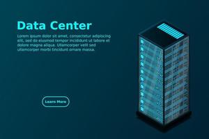 mainframe, servidor alimentado, concepto de alta tecnología, centro de datos, almacenamiento de datos en la nube vector