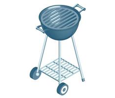 Isometric outdoor vector grill illustration. Outdoor barbeque, grill and rack topper isometric projection, 3D rendering illustration.