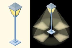 Isometric street light. Isometric projection garden light 3D rendering illustration. vector