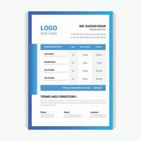 Colorful Invoice Design template. corporate abstract pricing table sheet design layout vector