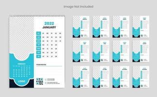 plantilla de diseño de calendario de año nuevo 2022 tema limpio y mínimo vector