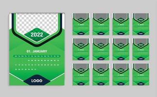 Plantilla de diseño de calendario de año nuevo 2022 diseño colorido y moderno vector