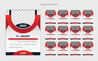 New year calendar design 2022 modern and red color template vector