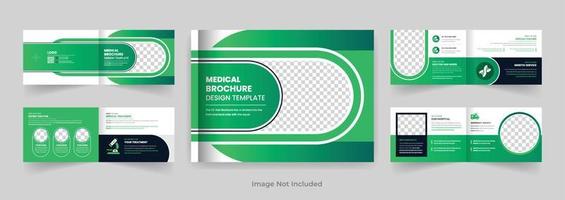 Plantilla de diseño de folleto de paisaje de hospital médico o médico, tema de páginas coloridas para uso multiusos vector