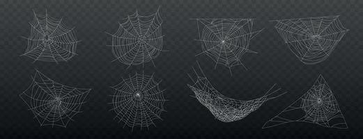 Realistic Cobweb Icon Set vector