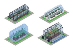 Isometric Greenhouse Modern Smart Icon Set vector