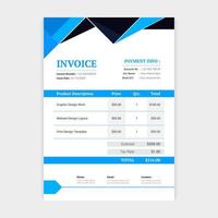 Colorful Invoice Design template. corporate abstract pricing table sheet design layout vector