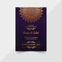 plantilla de diseño de tarjeta de invitación de boda. tipos de plegado de doble cara con mandala floral de lujo vector