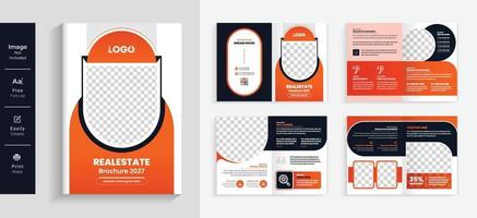 Colorful real-estate 08 pages professional business brochure design template. modern and creative layout for multipurpose use vector