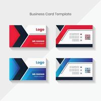 Modern red and blue color derk theme business card design template vector