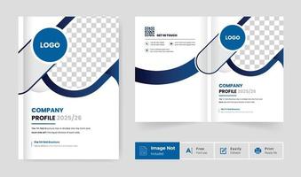 pages company business profile brochure cover page theme layout. modern and colorful bifold for multipurpose use vector