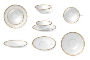 Plates Dishware Realistic Set vector