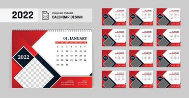 New year calendar design 2022 modern and red color template vector