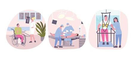 Hospital Routine Flat Compositions vector