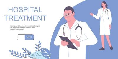 Hospital Treatment Horizontal Banner vector