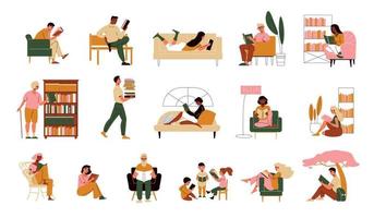 People Reading Set vector