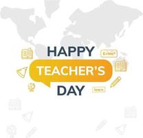 Happy teachers day creative vector illustration with school equipment for social media post