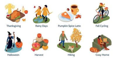 Autumn Fall Isometric Compositions vector