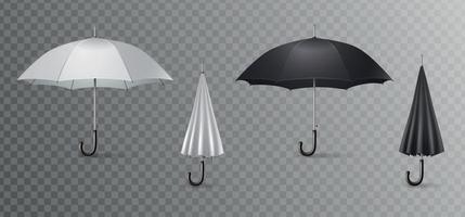 Realistic Umbrella Canes Icon Set vector