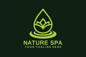 lotus icon with water drop spa logo vector