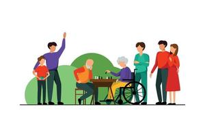 Nursing Home Characters Flat Composition vector