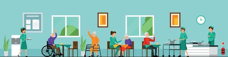 Flat Nursing Home Characters Composition vector