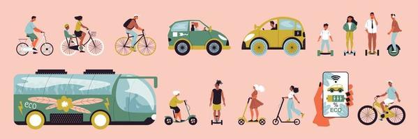 Eco Transport Color Set vector