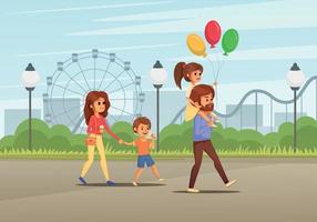 Family Holidays Cartoon Colored Composition vector