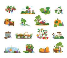 Harvesting Flat Icon Set vector