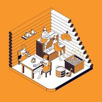 Sauna Isometric Composition vector