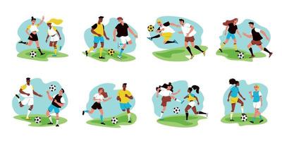 composiciones de fútbol plano vector