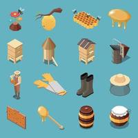 Apiary And Honey Production Isometric Set vector