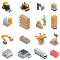 Modern Warehouse Isometric Icon Set vector