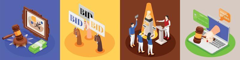 Auction Isometric Design Concept vector