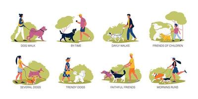 Dog Breeds Flat Compositions vector