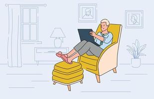 Work At Home Flat Background vector