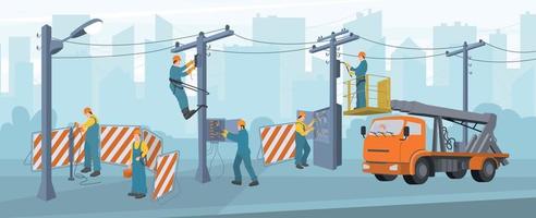Electricity Works Service Background vector