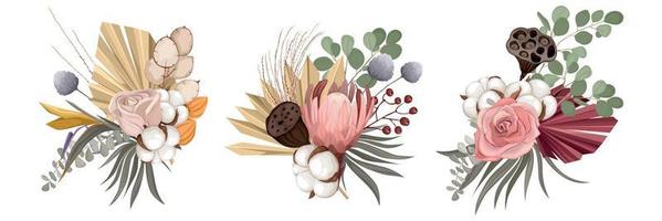 Dried Boho Flowers Compositions vector